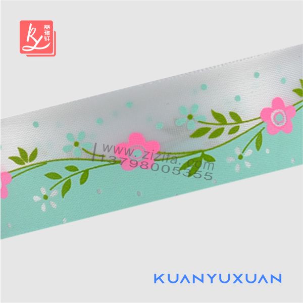 Satin ribbon printed with small flowers 3